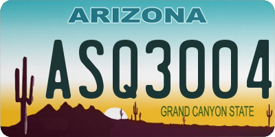 AZ license plate ASQ3004