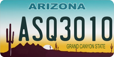AZ license plate ASQ3010