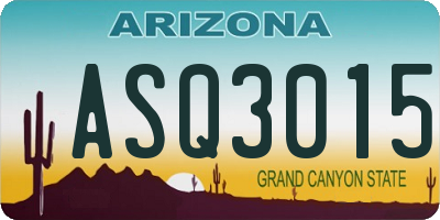 AZ license plate ASQ3015