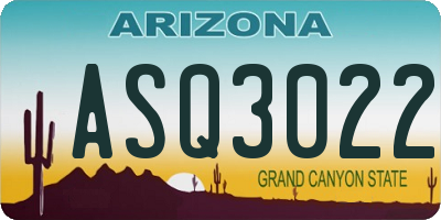 AZ license plate ASQ3022