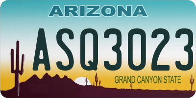 AZ license plate ASQ3023