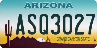 AZ license plate ASQ3027