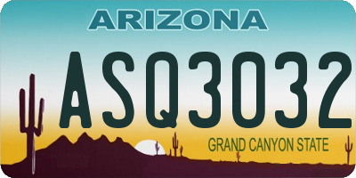 AZ license plate ASQ3032