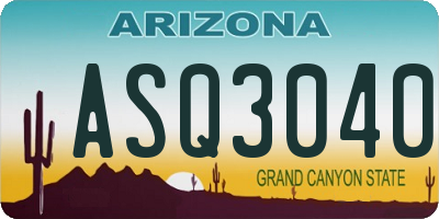 AZ license plate ASQ3040
