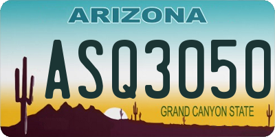 AZ license plate ASQ3050