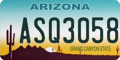 AZ license plate ASQ3058