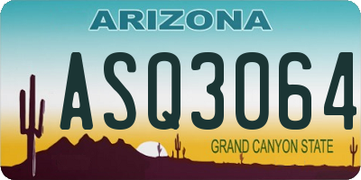AZ license plate ASQ3064