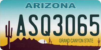 AZ license plate ASQ3065
