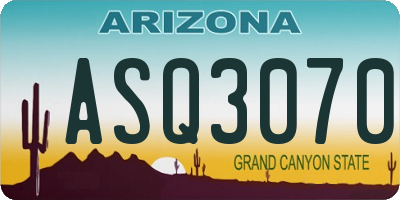 AZ license plate ASQ3070