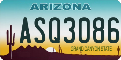 AZ license plate ASQ3086