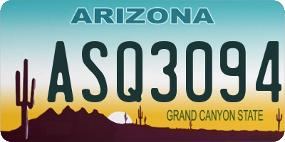 AZ license plate ASQ3094