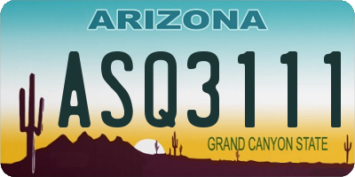 AZ license plate ASQ3111