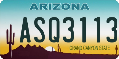 AZ license plate ASQ3113