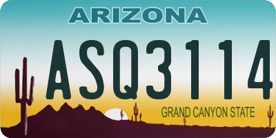 AZ license plate ASQ3114