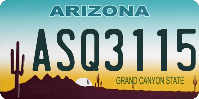 AZ license plate ASQ3115