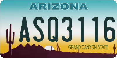 AZ license plate ASQ3116