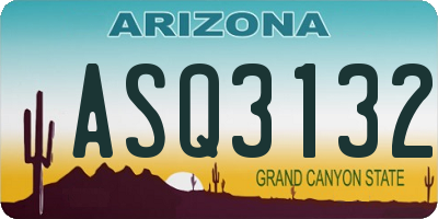 AZ license plate ASQ3132