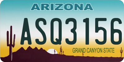 AZ license plate ASQ3156
