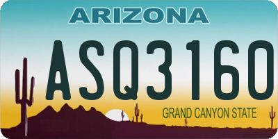 AZ license plate ASQ3160