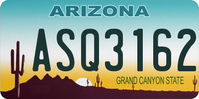 AZ license plate ASQ3162