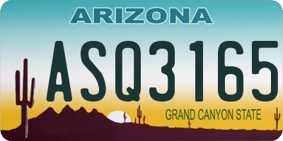 AZ license plate ASQ3165