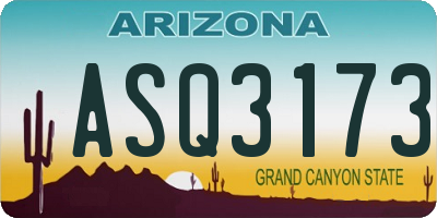 AZ license plate ASQ3173