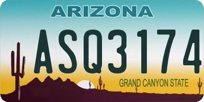 AZ license plate ASQ3174