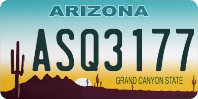 AZ license plate ASQ3177