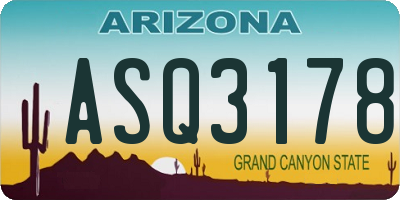AZ license plate ASQ3178