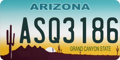 AZ license plate ASQ3186