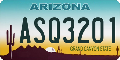 AZ license plate ASQ3201