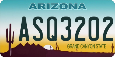 AZ license plate ASQ3202