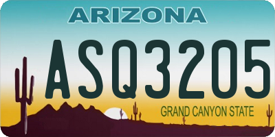 AZ license plate ASQ3205