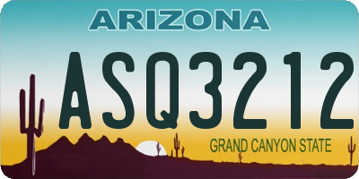 AZ license plate ASQ3212