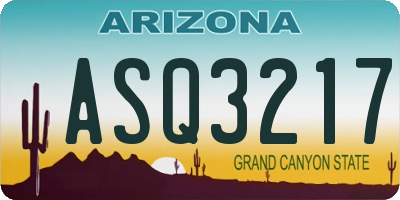 AZ license plate ASQ3217
