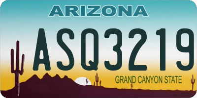 AZ license plate ASQ3219