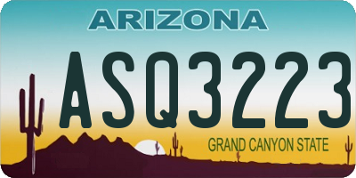 AZ license plate ASQ3223