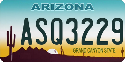 AZ license plate ASQ3229