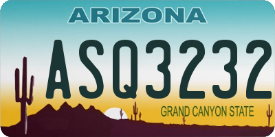 AZ license plate ASQ3232
