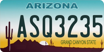 AZ license plate ASQ3235