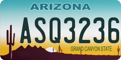 AZ license plate ASQ3236