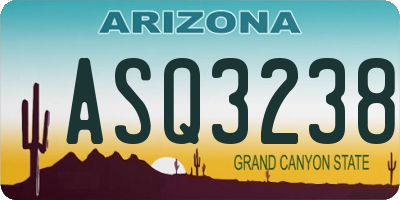 AZ license plate ASQ3238