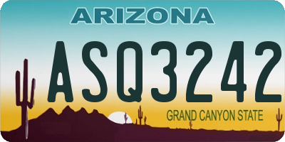 AZ license plate ASQ3242