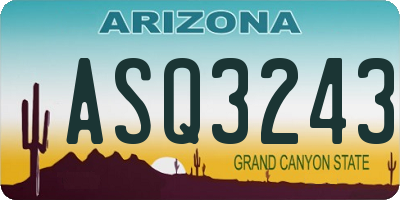 AZ license plate ASQ3243