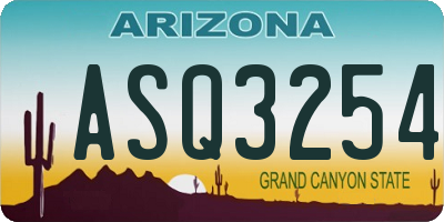 AZ license plate ASQ3254