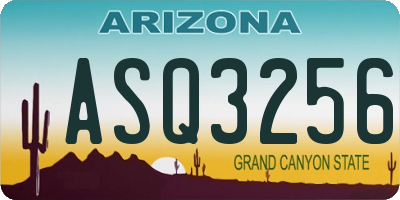 AZ license plate ASQ3256