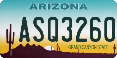 AZ license plate ASQ3260