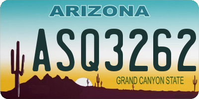 AZ license plate ASQ3262
