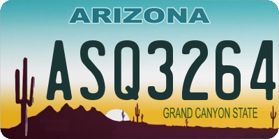 AZ license plate ASQ3264