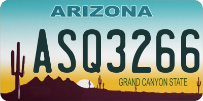 AZ license plate ASQ3266